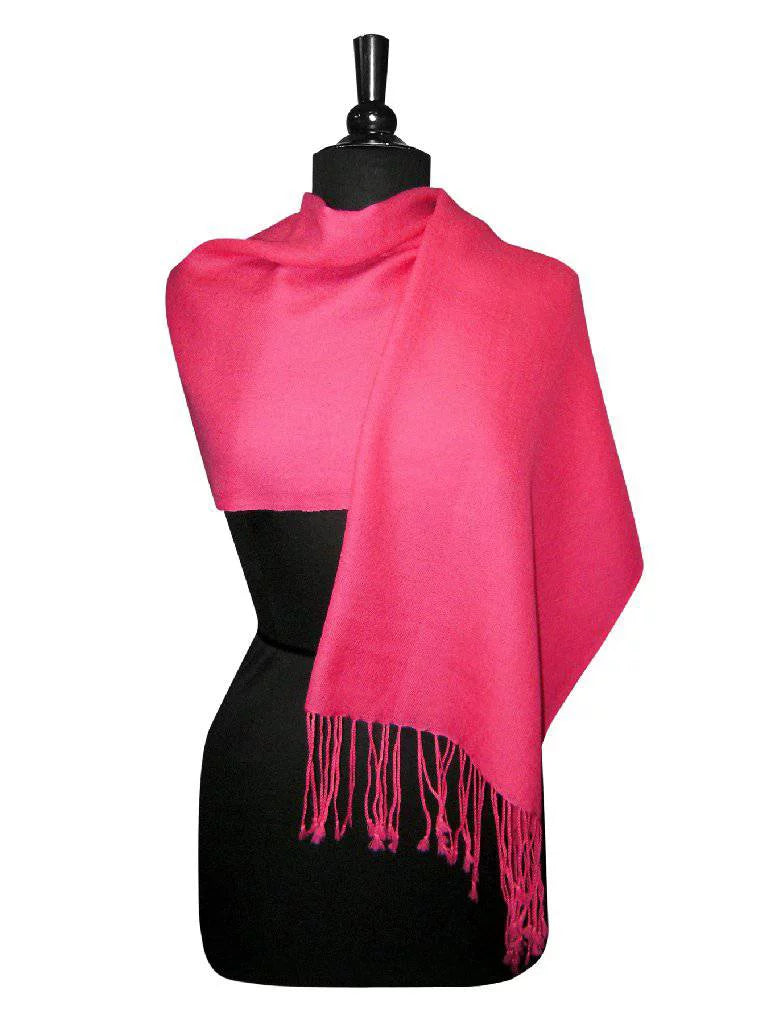 Wool Color Wrap 100% Pink Biagio Hot Womens Fuchsia Solid Shawl Pashmina Scarf