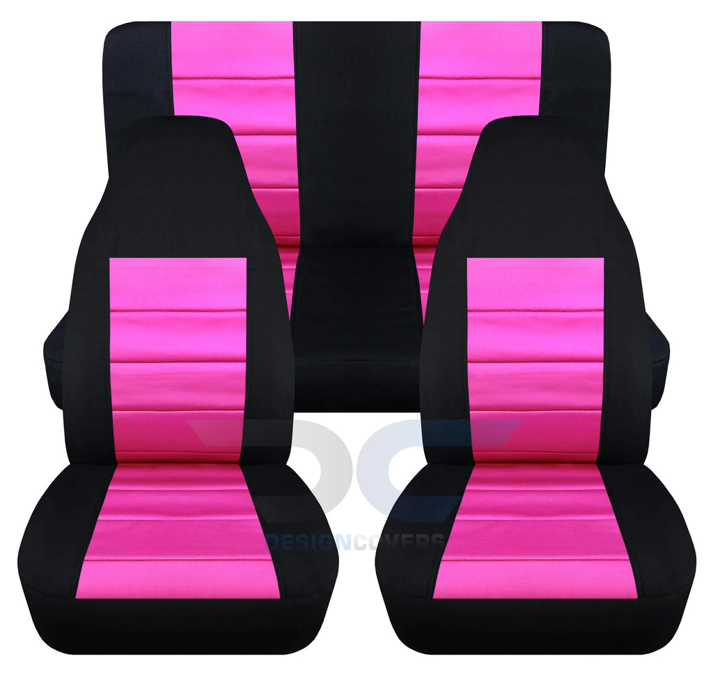 with Jeep T241-Designcovers Hot Pink Seat 2003-2006 Front&Rear Compatible Covers:Black and - Two-Tone LJ Full Wrangler Set