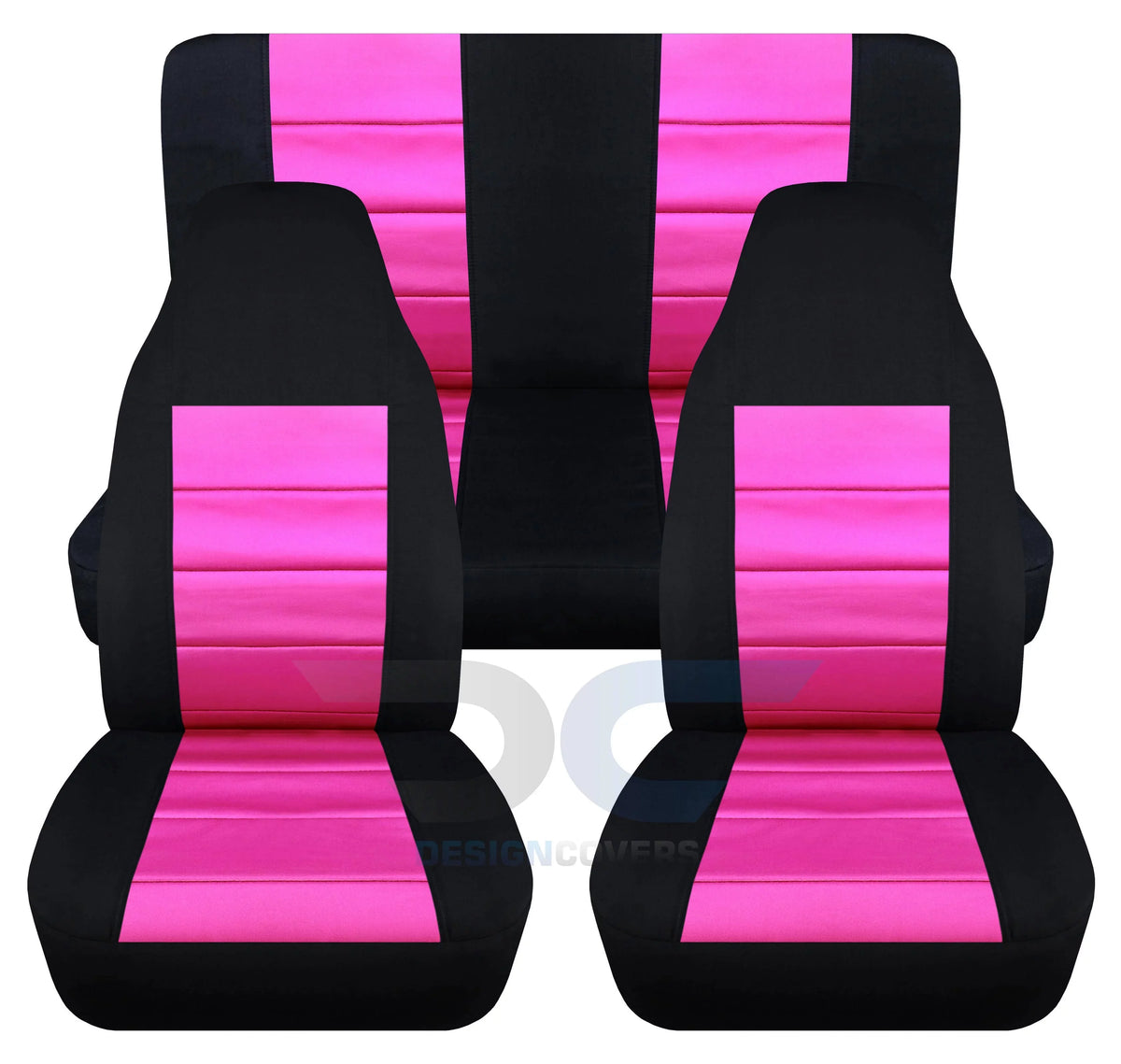 with Jeep T241-Designcovers Hot Pink Seat 2003-2006 Front&Rear Compatible Covers:Black and - Two-Tone LJ Full Wrangler Set