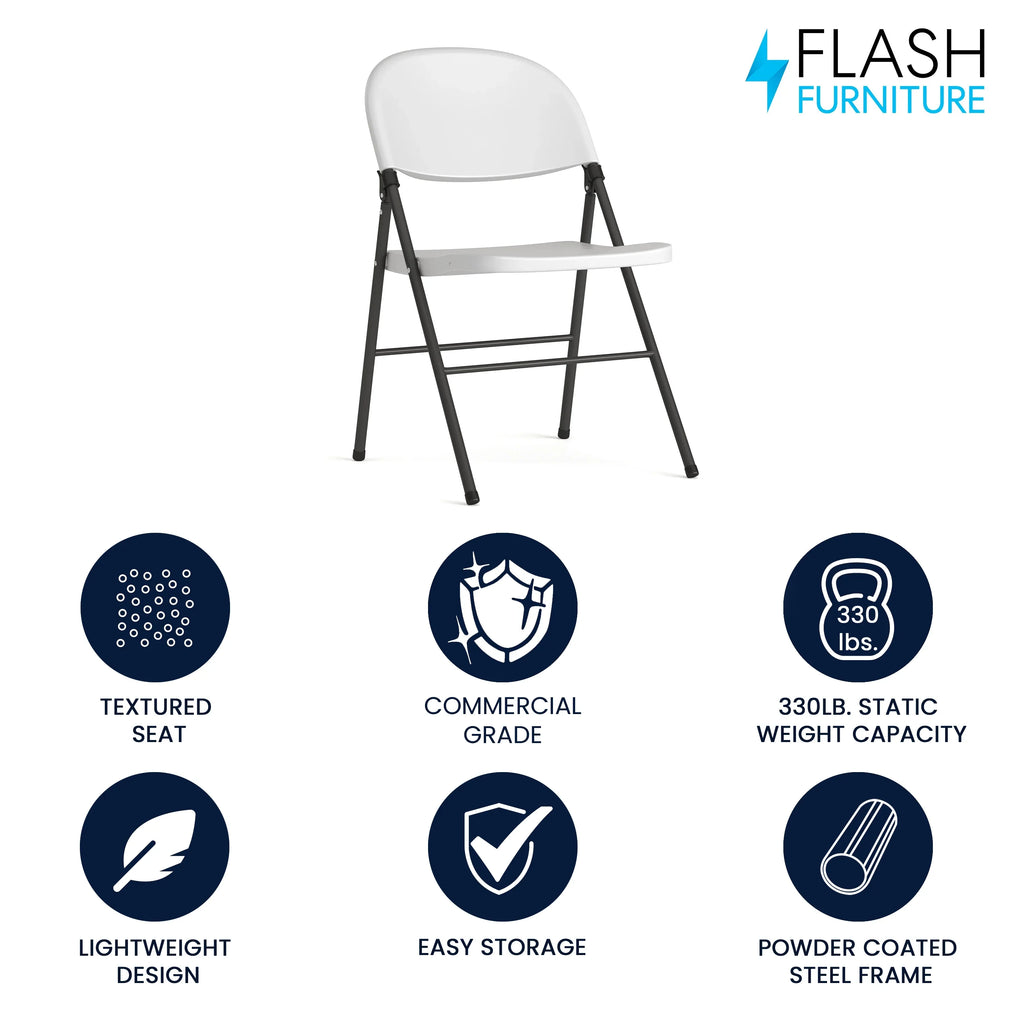 Furniture Series Flash HERCULES White Charcoal with Capacity Plastic Frame Chair lb. Granite 330 Folding