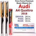 A4 Audi Wipers w/Rear Performance Wiper 2018 3) Quattro (Set Beam of