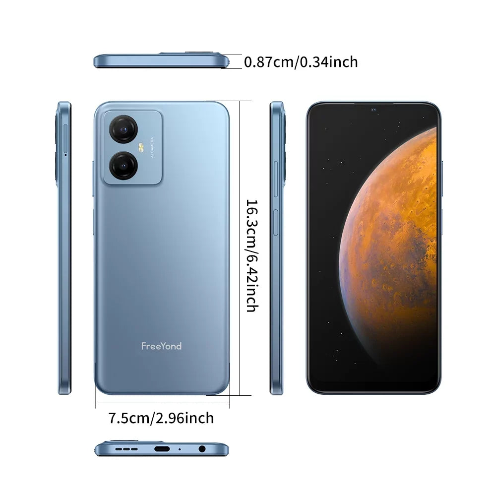 HD+6.52" 13+8MP Macro 5000 Sim, Smartphone, Battery With FreeYond Display Dual Dual MAh, 64GB/128GB Camera F9 2MP Real Rom,