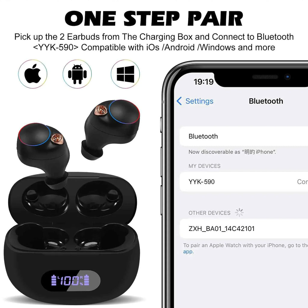 UrbanX P11 Lenovo Water Bluetooth Earbuds Boost 5.2 Black, Plus Compatible with Bass Charging Balanced, True Dual Case, Wireless Connect, Bluetooth Resistance, Connection, Tab + IPX5