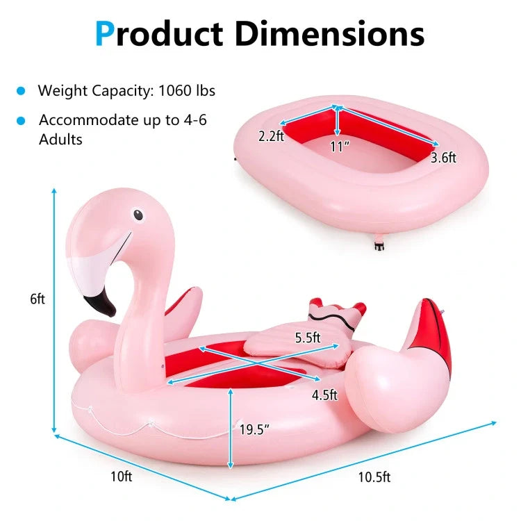 People 6 Island with Flamingo River Holders for Pool Cup 6 and Inflatable Floating