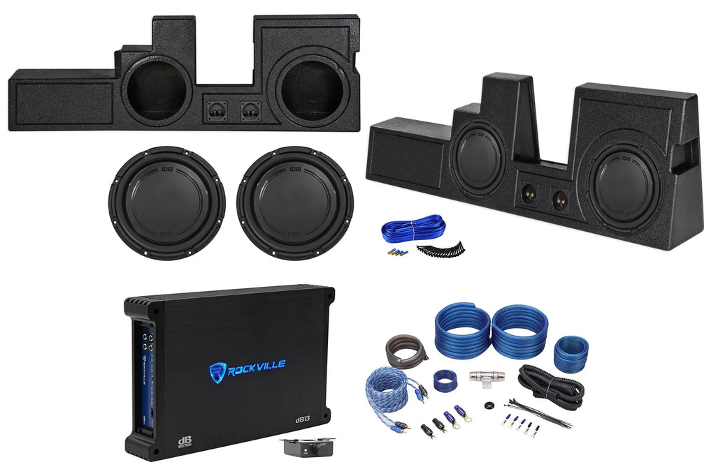 For (2) Subwoofers+Box+Amp+Wires 2000-2016 Audio F250/350/450 Polk Ford 12"
