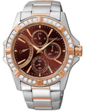 Women's Swarovski Stainless Crystal Lord Two-Toned Watch Steel Fixed Bezel Seiko