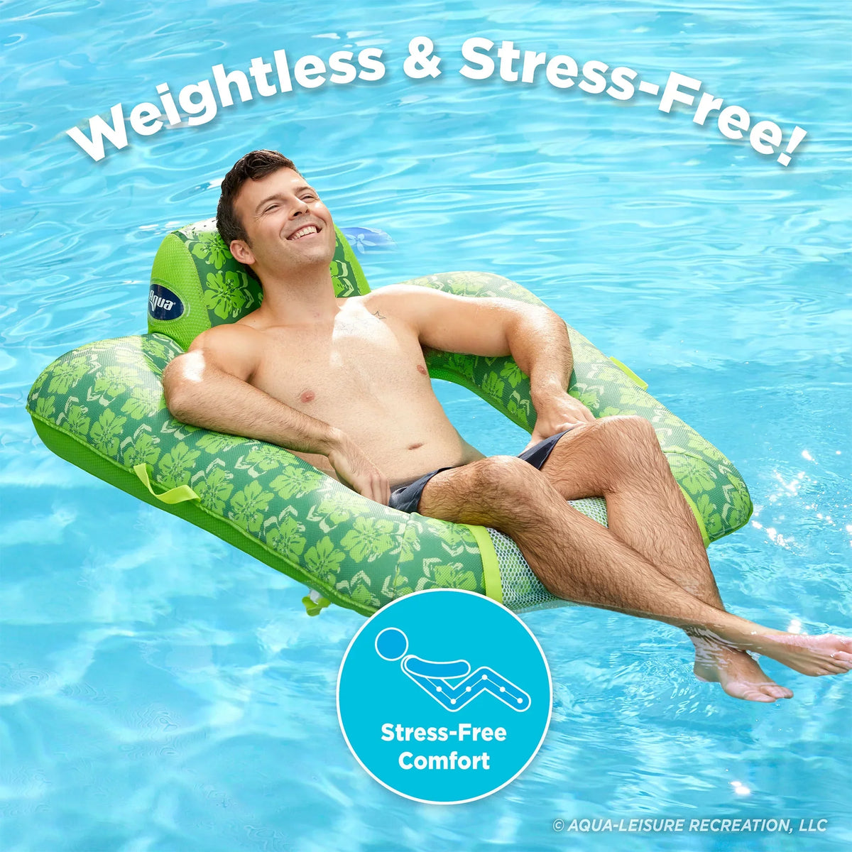 Leisure Float, Gravity w/ Pool Chair Pump Swimming Green Hand Aqua Lounge 0