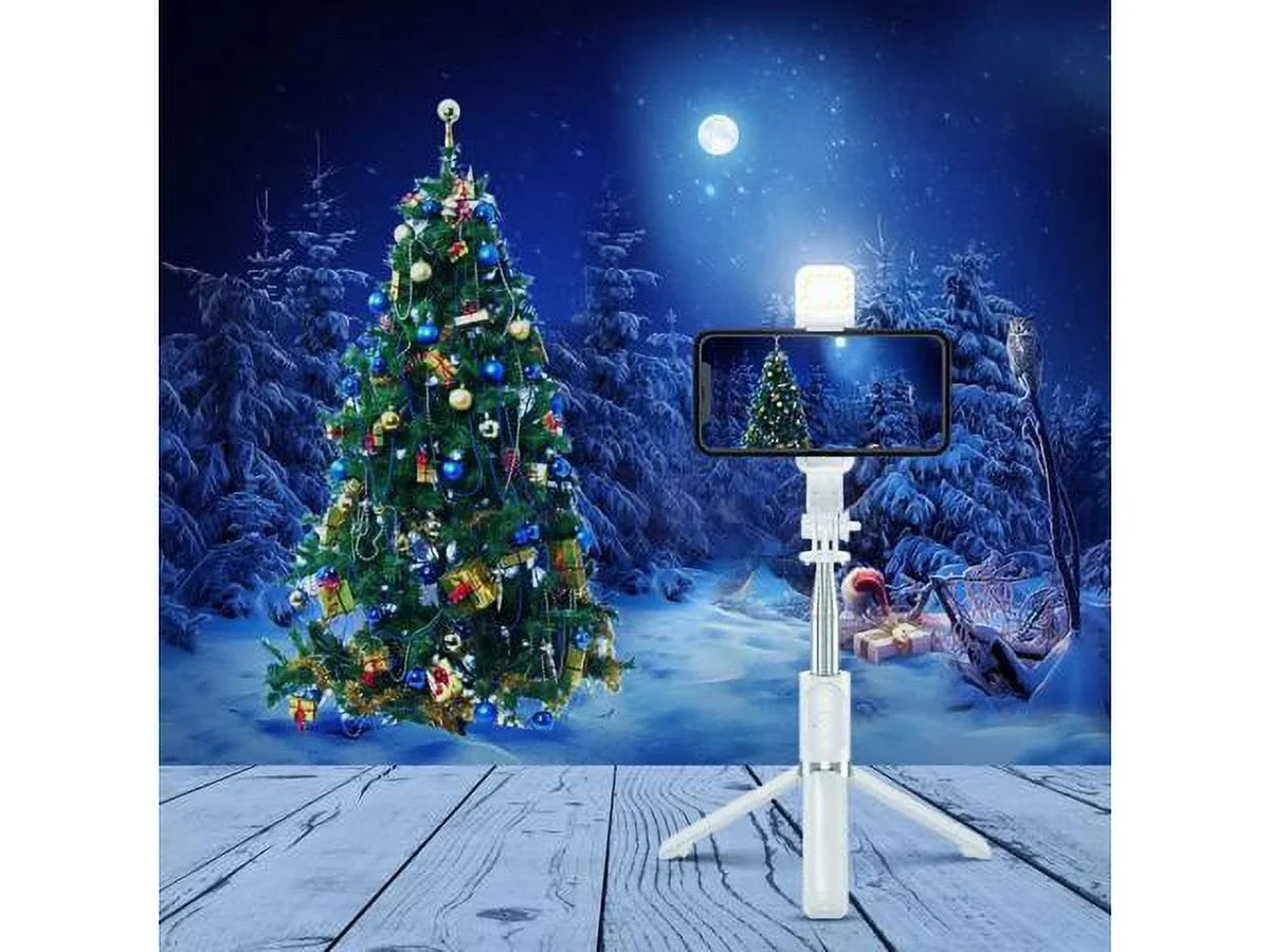 with LED Remote iPhone Android Compatible Phone Ring with with Stick Remote, (White, Extendable Selfie Cell Tripod Light, Q02s) Model and Tripods