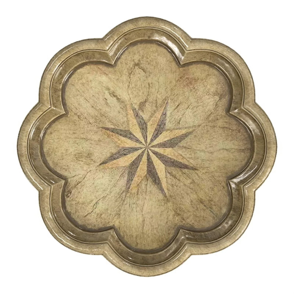 Beige Specialty Antique Whitman Edge Accent Butler Table Scalloped