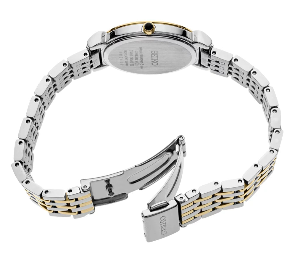 Stainless Tone Watch Quartz Arabic Two Steel SFQ800 Dial Essential Seiko Women's