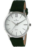 Slim Strap Green Case Watch Silver Wool