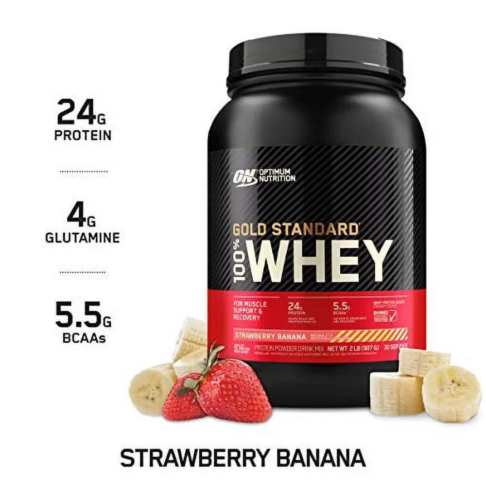(Packaging Banana, Protein Vary) Powder, Standard Optimum Strawberry Nutrition May 2 Pound Whey 100% Gold