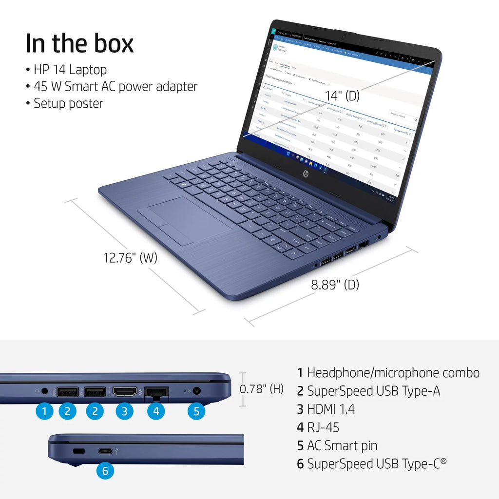 Win 64GB 4GB UHD HD RAM N4120 Blue 14" Restored 600 Intel 11 (Refurbished) SSD Celeron HP Graphics 1.1GHz Home Stream 14-cf2111wm