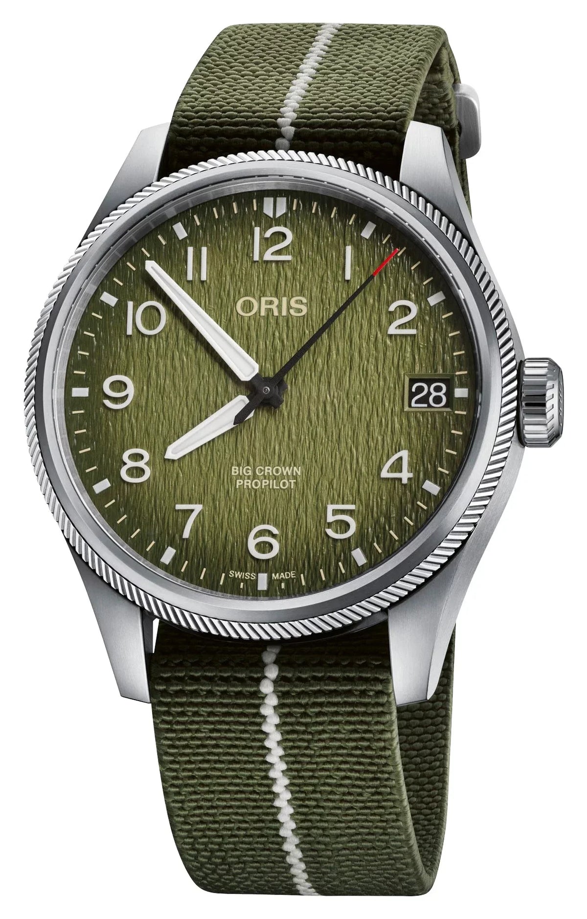 ProPilot Strap Air Green Date 4187-Set 751 Mens Green 7761 Okavango Oris Watch Brown Dial Textile Edition Interchangeable Limited Automatic Rescue Leather