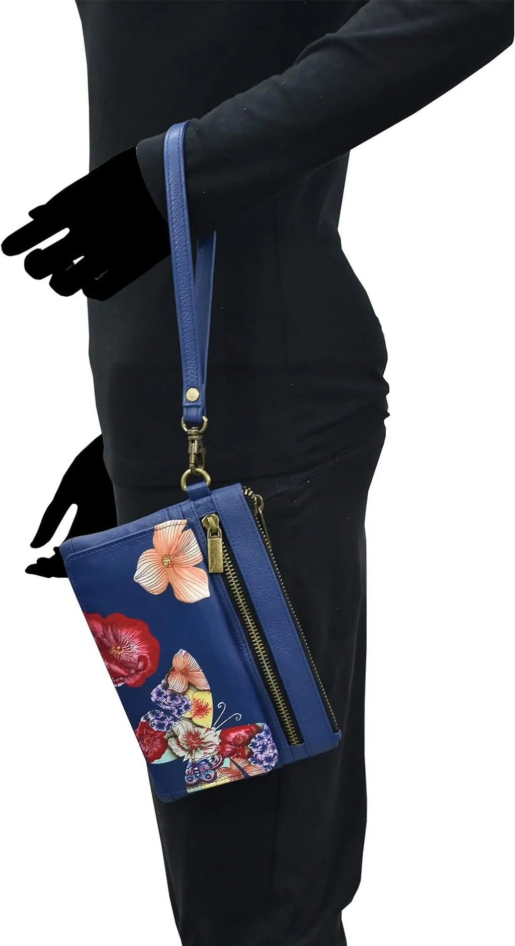 Leather Organizer Butterfly By Mosaic, Anuschka Womens Genuine Wallet Anna Multicolor - Hand-Painted Wristlet