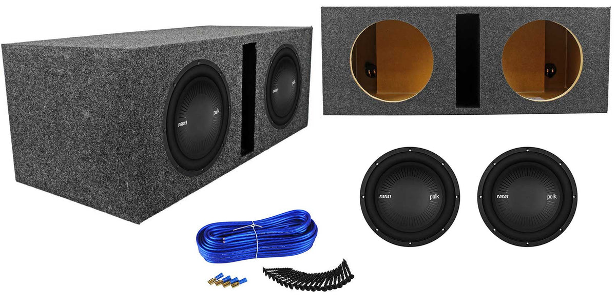 Car Enclosure Sub Subwoofers+Vented 2400w Audio Box Audio 10” (2) MM1042DVC Polk