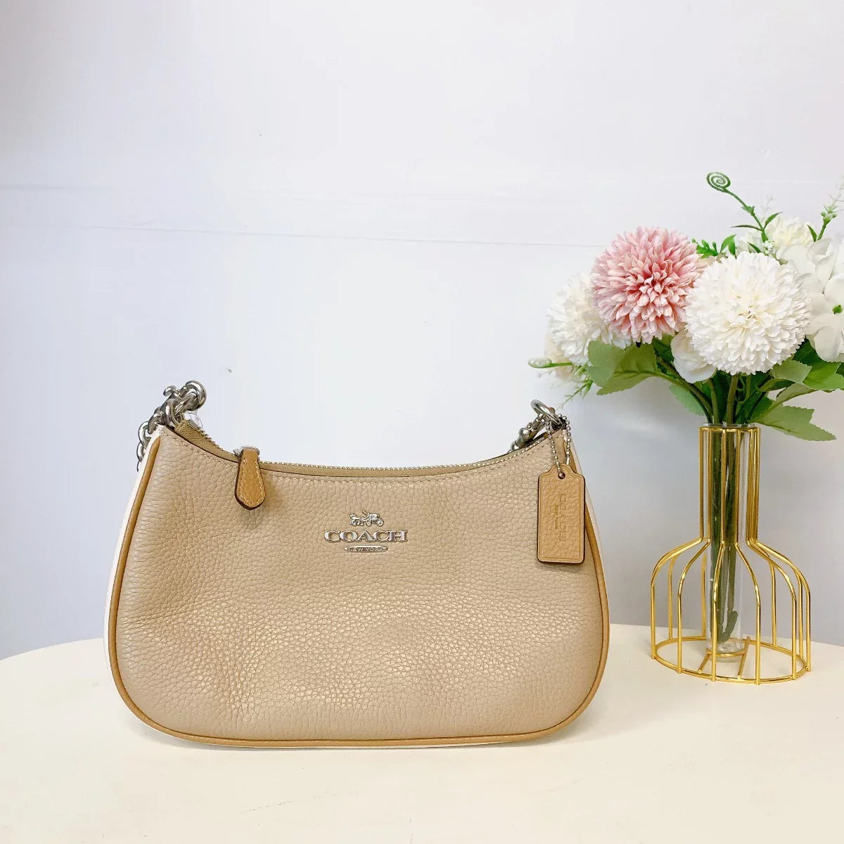 Sandy Bag Teri Multi Silver CA173 Coach Shoulder Colorblock Beige In IN