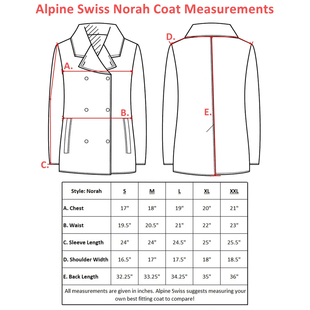 Womens Jacket Double Norah Swiss Breasted Overcoat Peacoat Coat Alpine Wool
