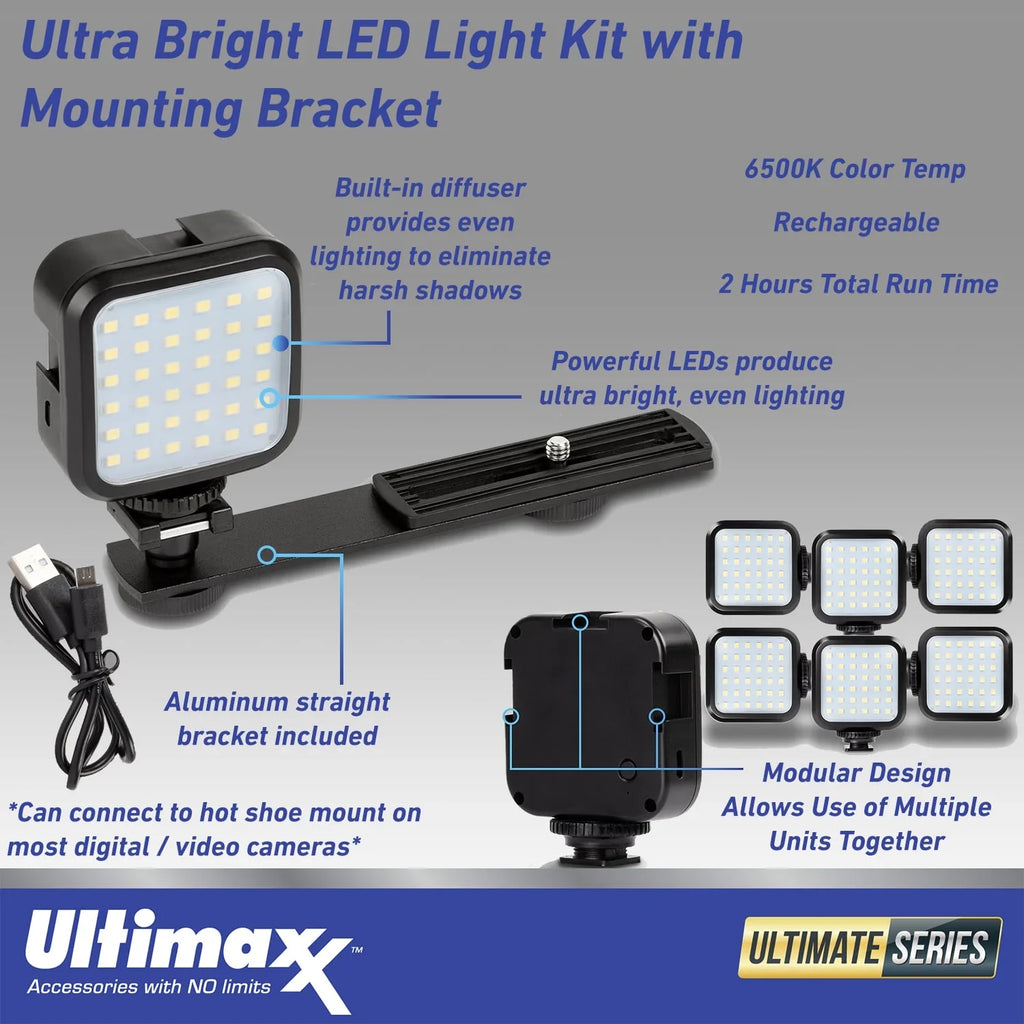 Bundle Video Ultra Camcorder with Camera LED Light Vlog HD 42MP 4K Ultimaxx