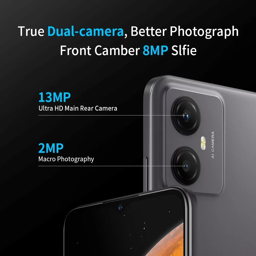 HD+6.52" 13+8MP Macro 5000 Sim, Smartphone, Battery With FreeYond Display Dual Dual MAh, 64GB/128GB Camera F9 2MP Real Rom,