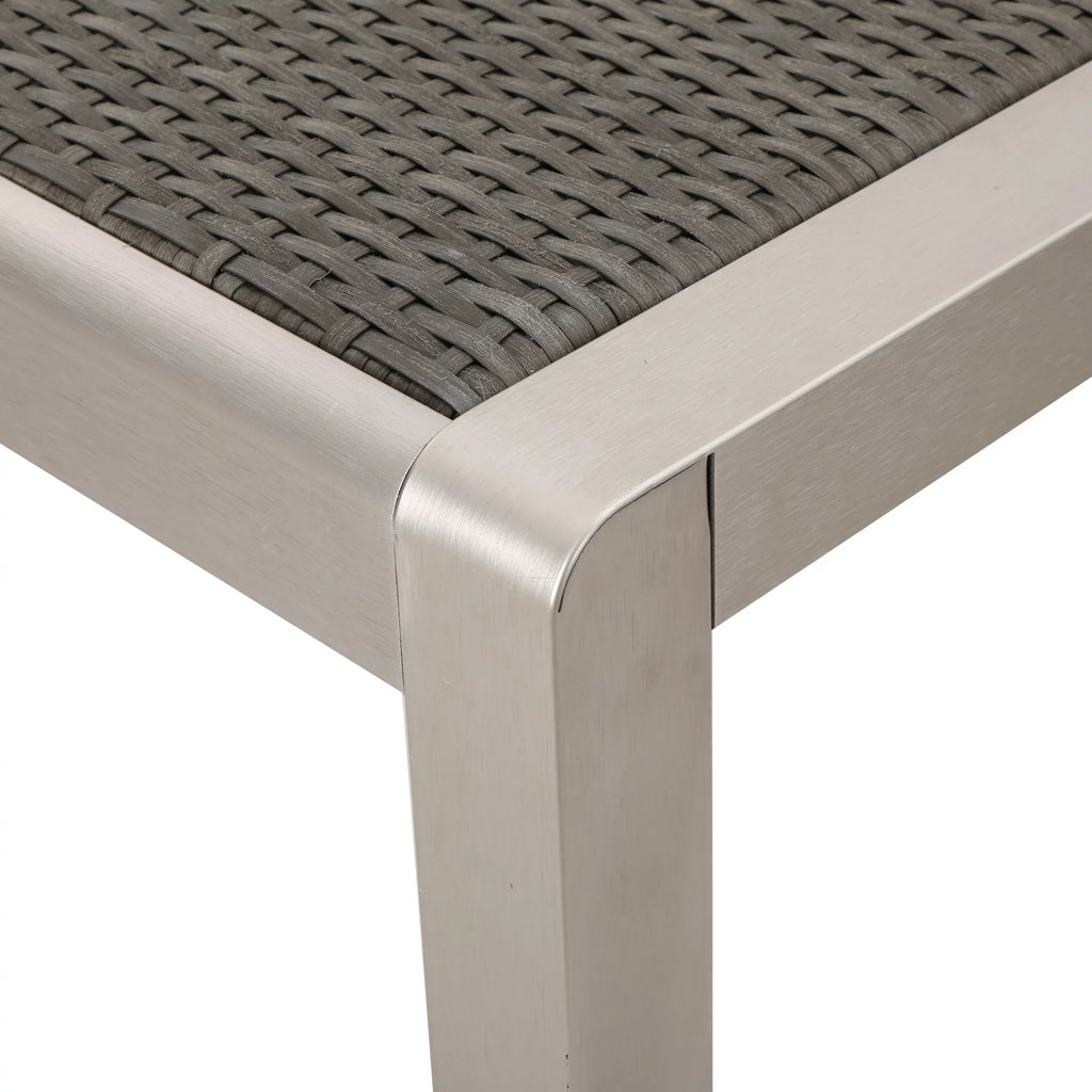 Dining Wicker with Aluminum Grey Top, Table Outdoor Bay Coral