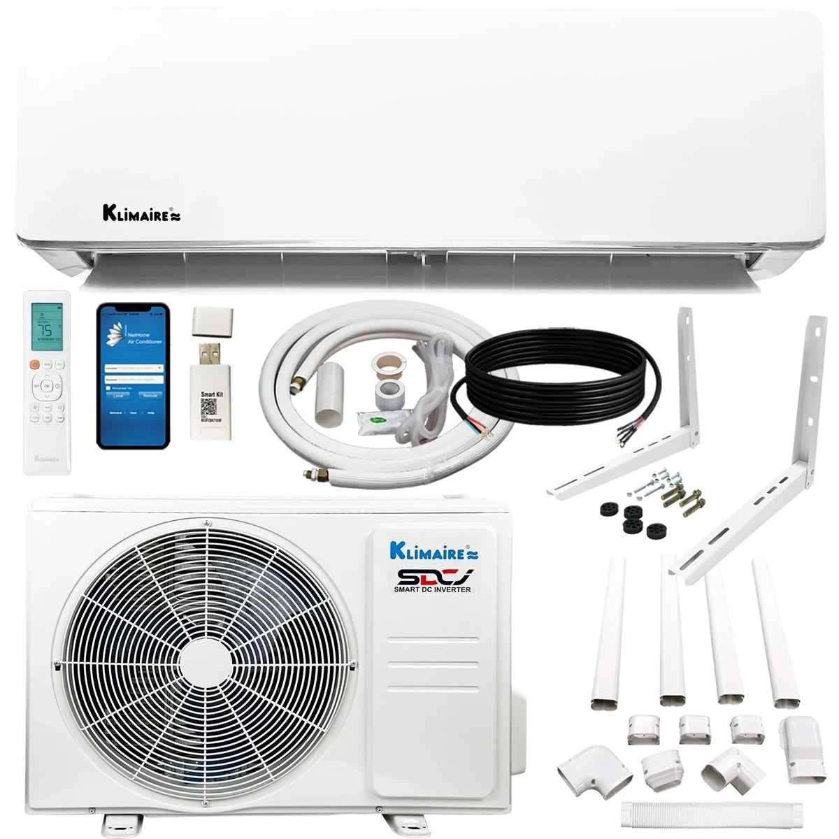 9,000 Mini-Split Air Btu 400 21.5 Pump SEER2 Heat to Ductless ft. up Klimaire Conditioner sq.