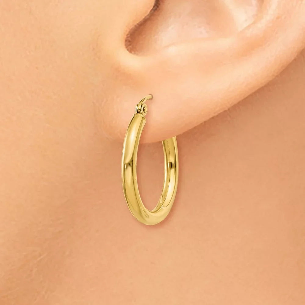 and Real 2.5mm Men Gold Polished Earrings; and for Adults 14kt Hoop Yellow Women for Teens; Tube