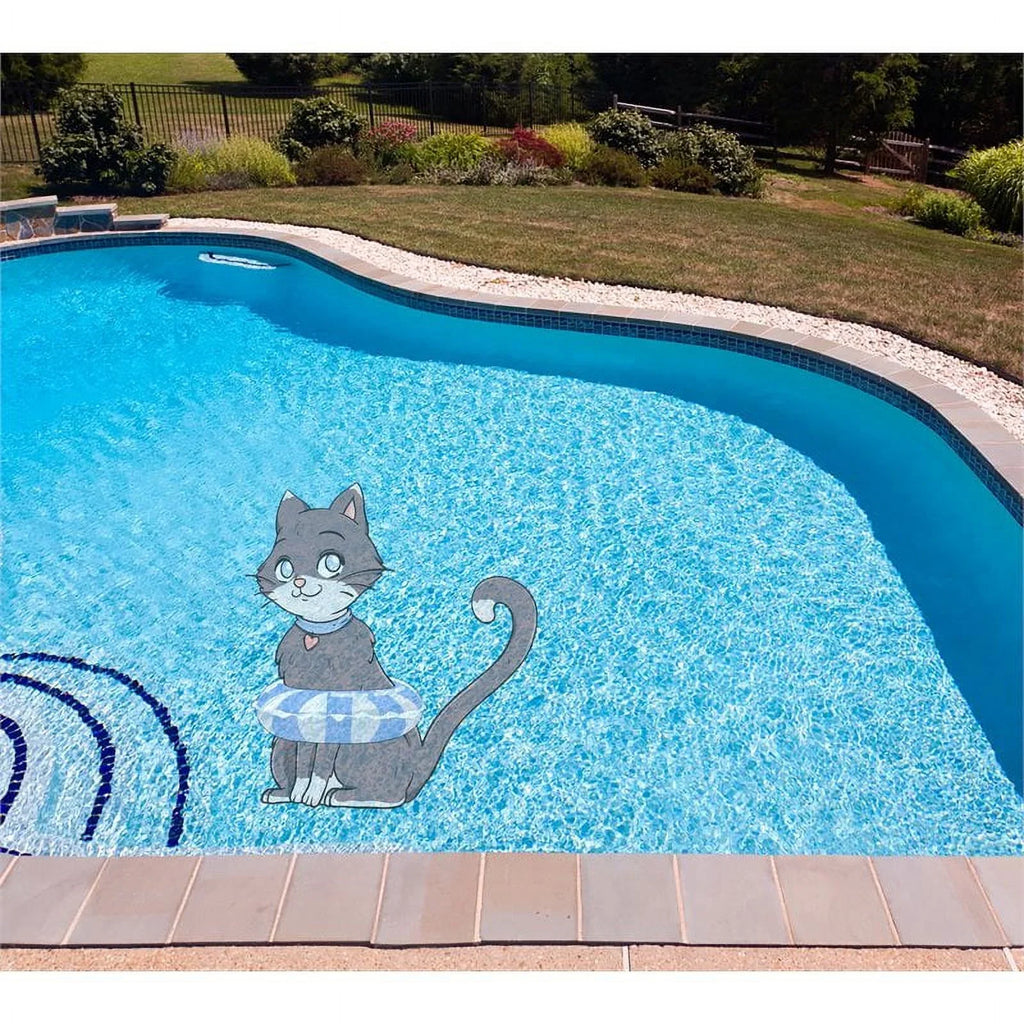 in Mat Vinyl Woody's Pool 60" Underwater Kitten Gray Tattoo Slick