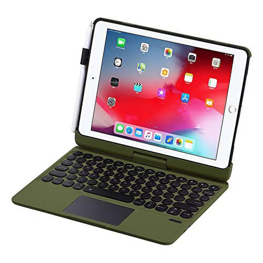 Rotatable for - Keyboard Air - 10.2 9th 10.5 Pro 10.5 Clickable iPad - Camo - 2021 - 2019 7th, iPad Touchpad iPad - 2019, Case Air Generation 9th 2017 8th 2020 Green iPad Backlit Wireless 360 3
