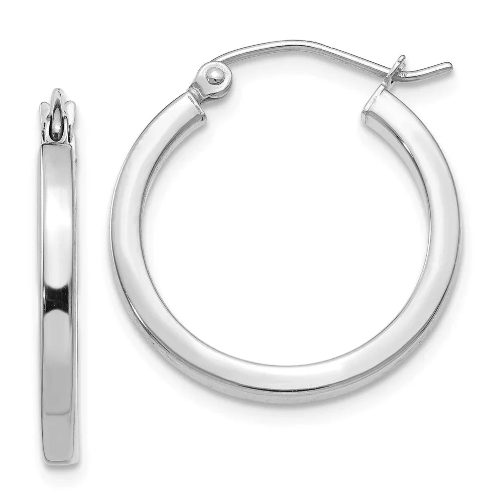 Hoops; Square Princess Men Gold White Real for Tube 2mm and for Teens; 14kt and Women Adults