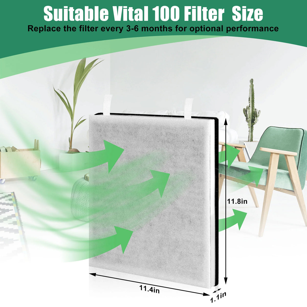 Air Purifier Filter Vital 100 Fits Vital AMI PARTS 100-RF Vital HEPA True 100, Replacement