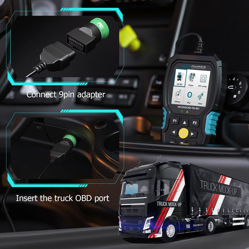 Diesel Diagnostic Romondes Scanner Duty OBD2 Code Heavy Scanner Tool Truck RD801 Truck Reader