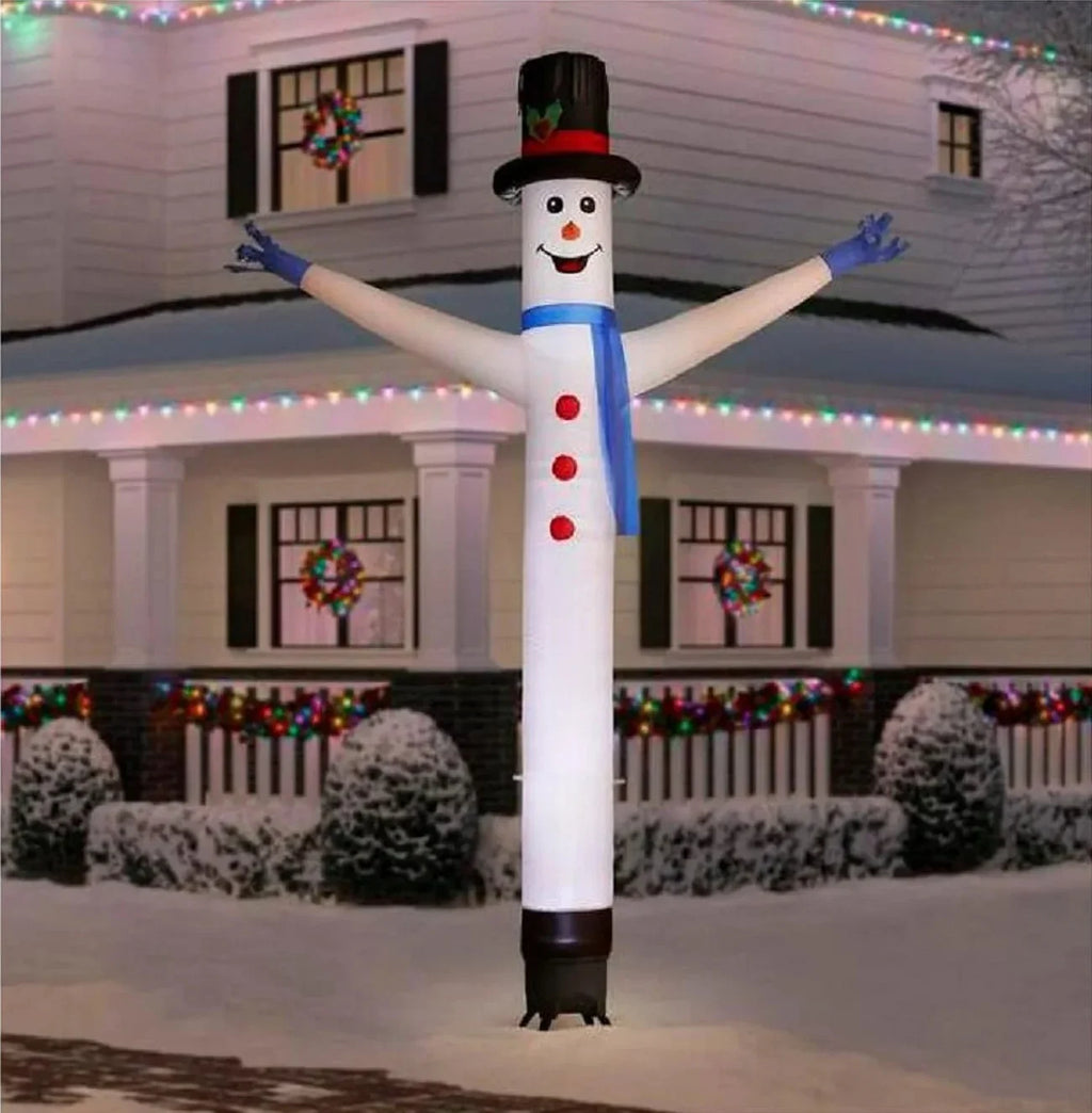 9070602 144 Jiggler in. White Snowman Jolly Inflatable, Wire Gemmy