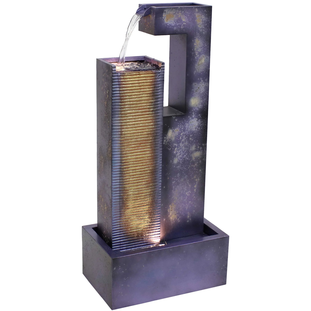 Fountain LED Lights Outdoor with Tower - 32" Metal Sunnydaze Cascading