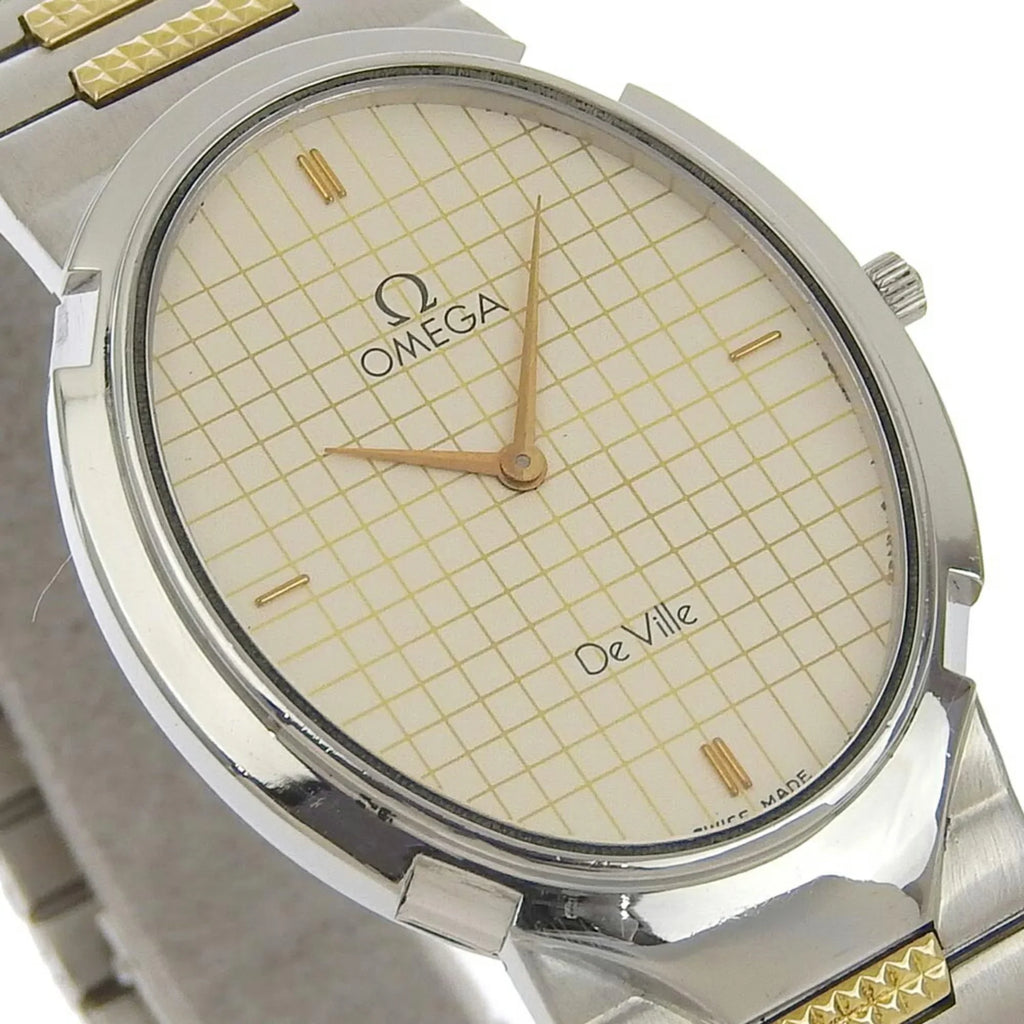 Swiss Omega (Fair) OMEGA Boys Silver/Gold Watch Silver Made Steel Pre-Owned Quartz Dial Stainless De Ville
