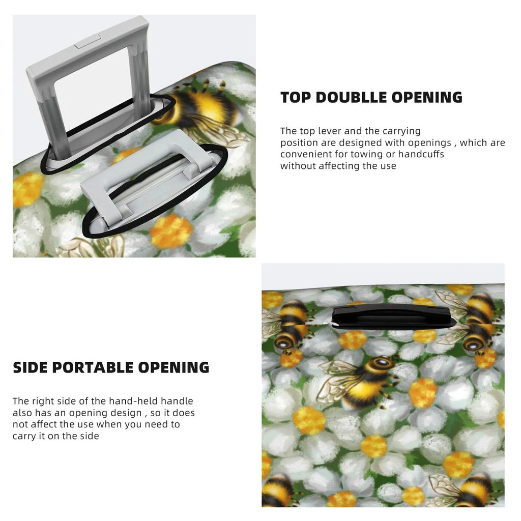 Suitcase Suitcase And Protector- Cover Luggage Kll Flower Bees Cover