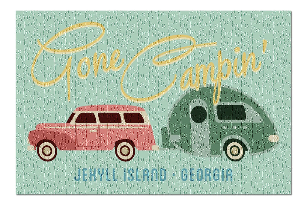 Geometric Island, Jekyll 500 Puzzle and Piece (19x27 Georgia, Made for Jigsaw inches, in Gone USA) Adults Trailer, Campin, Premium Family,