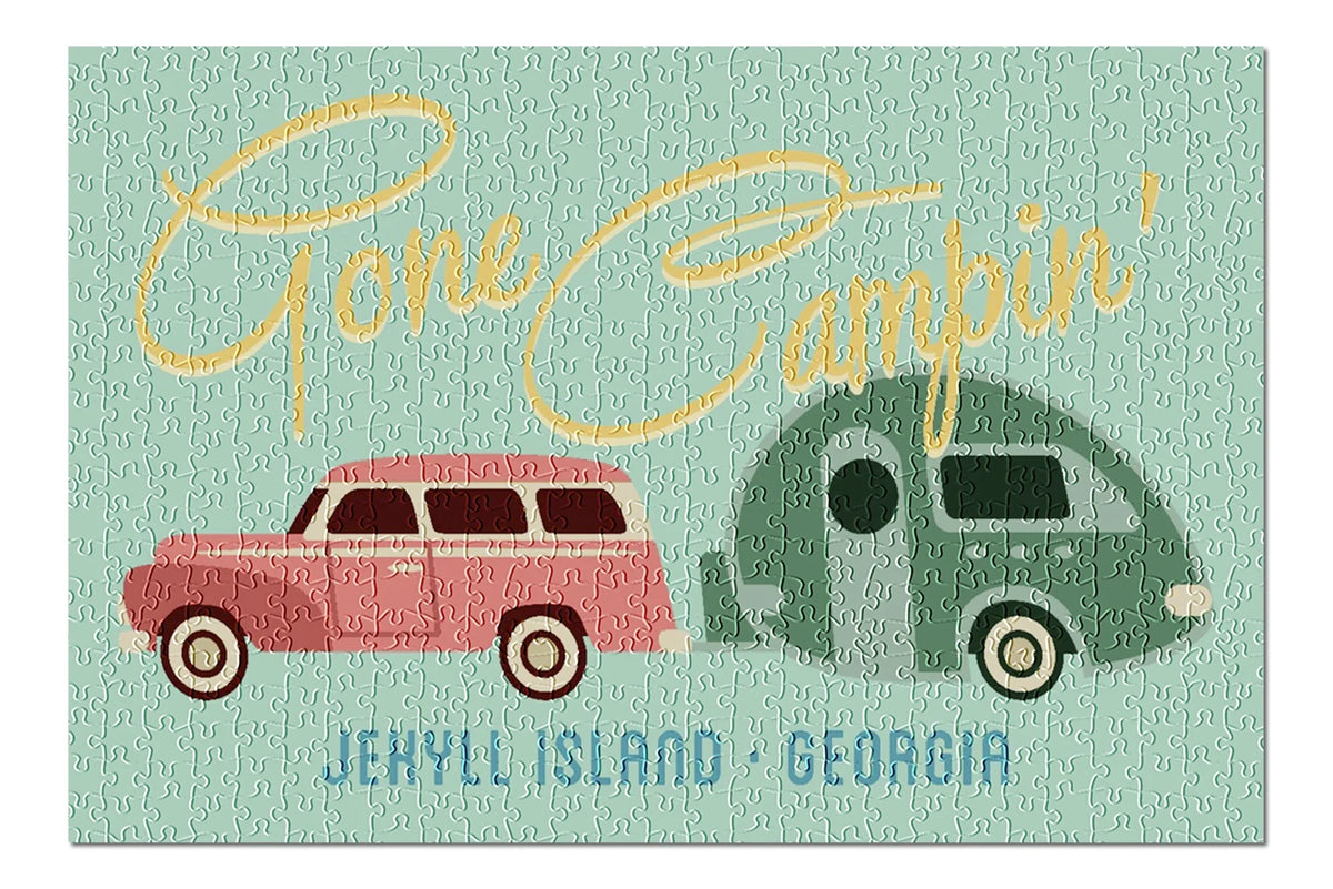 Geometric Island, Jekyll 500 Puzzle and Piece (19x27 Georgia, Made for Jigsaw inches, in Gone USA) Adults Trailer, Campin, Premium Family,