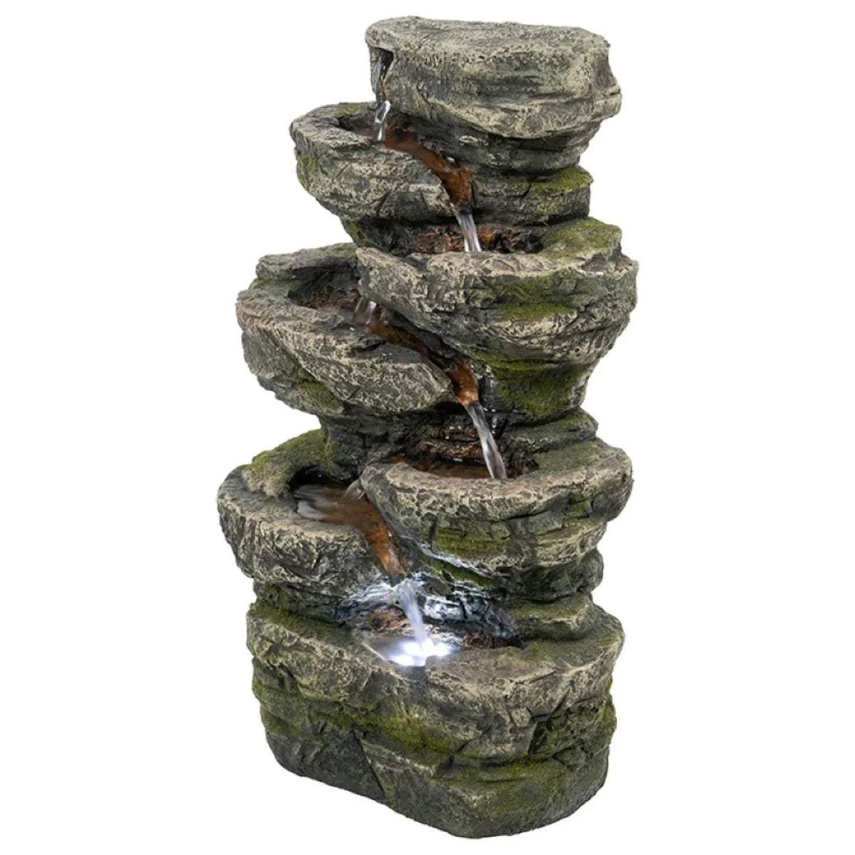 '- CC Fountain Tabletop Brown Furnishings 13.75" Cascading with Light Stone Outdoor Home -