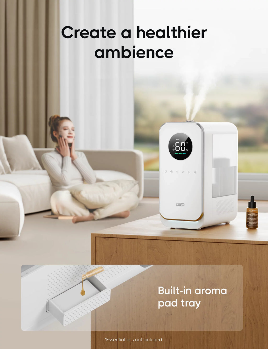 Mode Timer, Auto Mode, App With Quiet Humidistat, Control, Dreo LED Humidifiers, Humidifier, Display Smart Sleep 5L Top-Fill