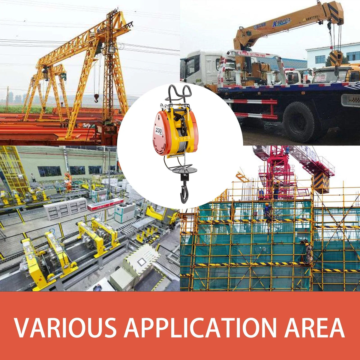 Electric 98ft/30m System Control with Lift Volts Phase Overhead Pulley Winch VEVOR Crane Electric Remote 1 Wire Electric Trolley Hoist 230kg with Length 507lbs Steel Capacity Rope 110