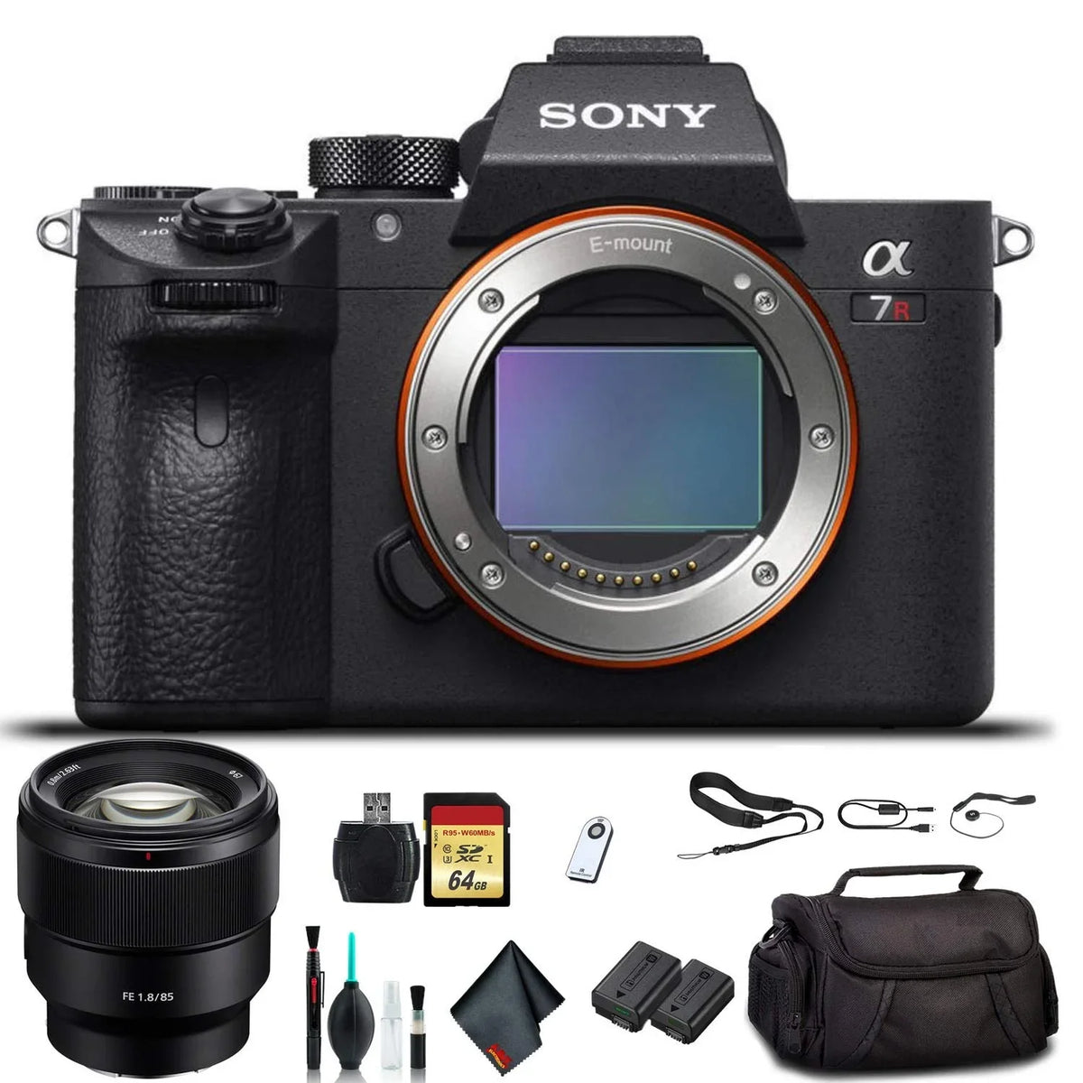 Lens, Sony 24-70mm Camera Essential Plus , Card ILCE7RM3/B III FE Card, Reader 64GB Sony Battery, Alpha Bag, Memory a7R Soft Additional Mirrorless With Accessories