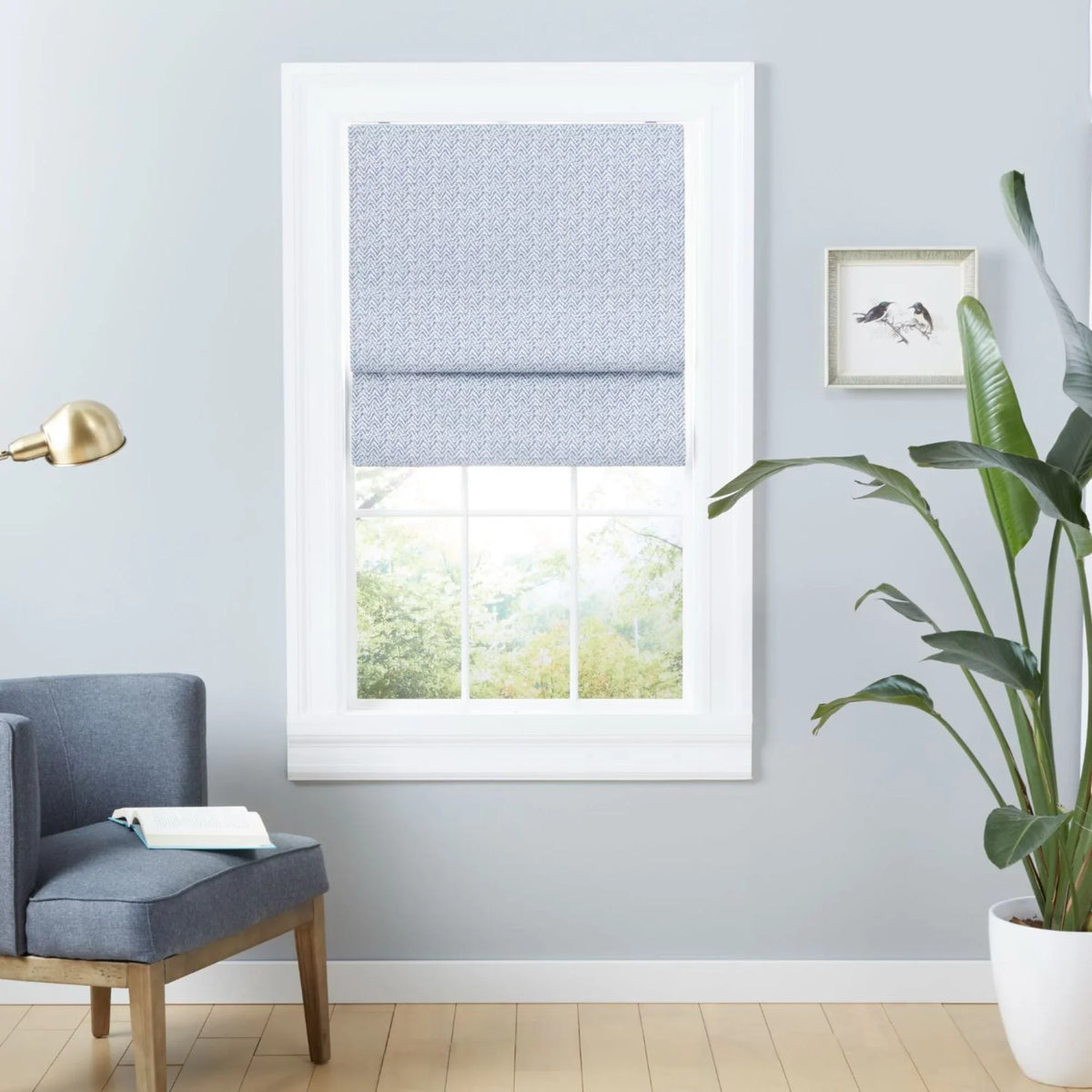 Blackout Roman Blue Esme Exclusive Slate Total Shade, Home 34"x64",