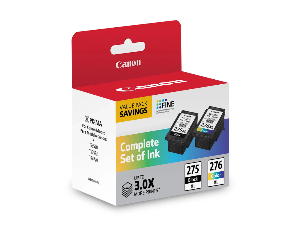 Black/Tri-Color Canon Multipack (PG-275XL/CL-276XL) High-Yield Ink, 4981C008
