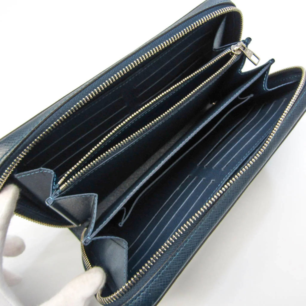 M64019 Men's Leather Taiga Wallet Long Taiga Zippy Blue Vuitton Louis Navy (bi-fold) XL Pre-Owned (Good)
