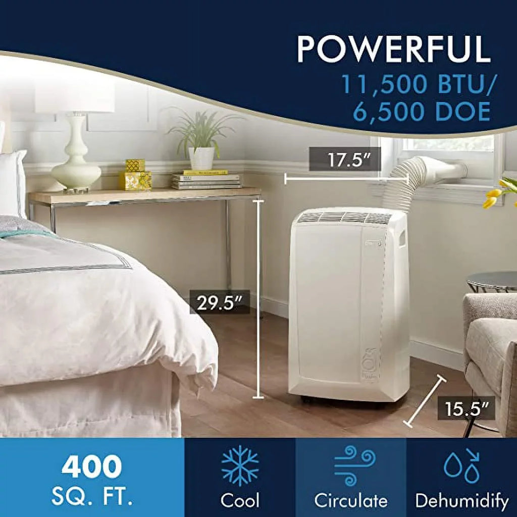 ASHRAE) Air Restored BTU BTU DeLonghi Dehumidifier 3-Speed 6,700 Portable (Refurbished) with (10,000 Conditioner