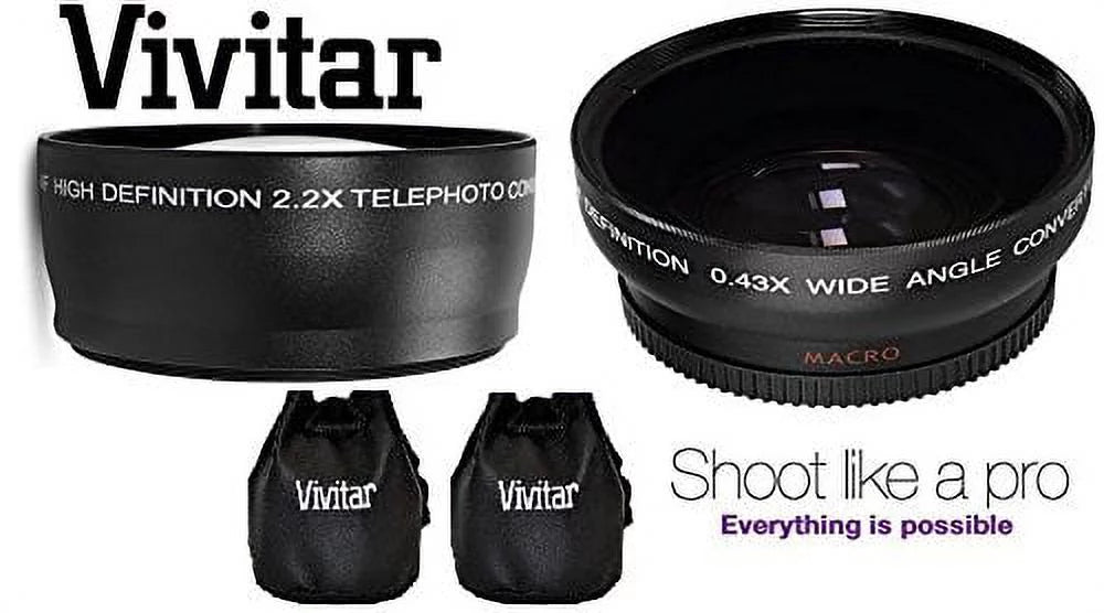 Panasonic Kit & Size Wide Set DMC-G7H Angle Lens Compatible) Lumix Hi-Def 2-Pc For (58mm Lens Telephoto