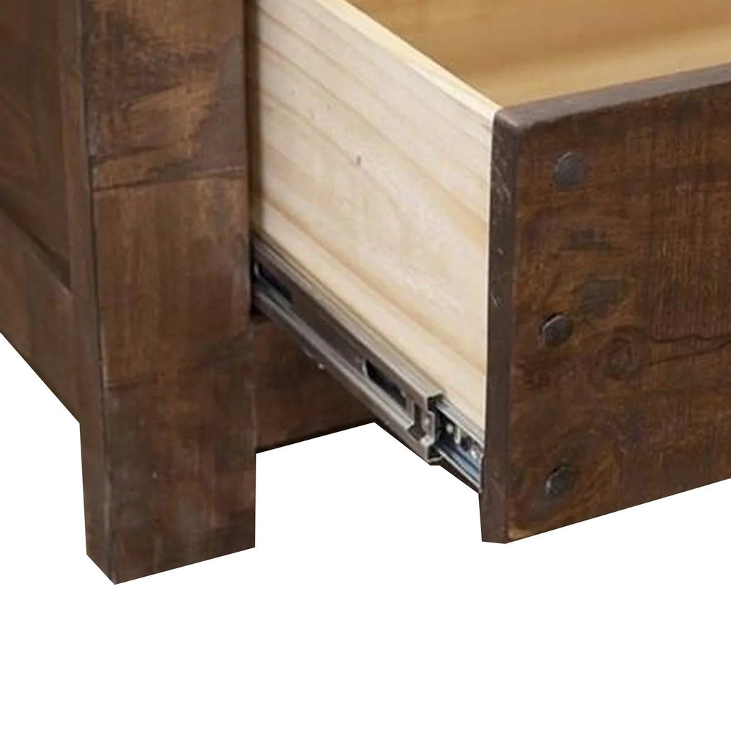 Finish Size Bed, Shelves, Deep Fixed Brown King Drawers, Maye Benjara Rustic 2