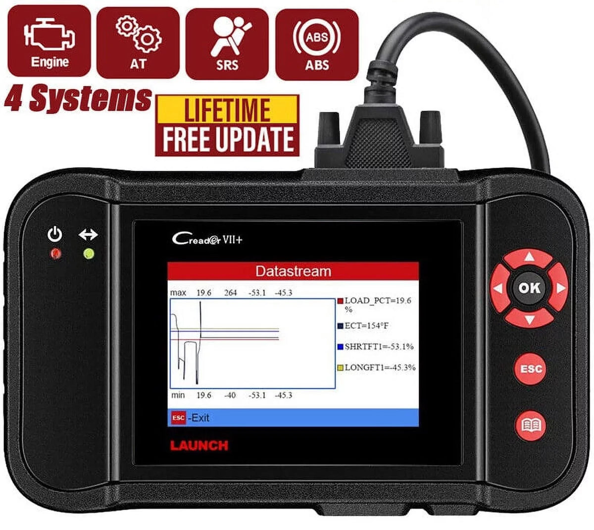 Diagnostic Reader EOBD (CRP123) Launch Car Testing Code VII+ Engine/Transmission/ABS/Airbag X431 Creader Scanner OBD2