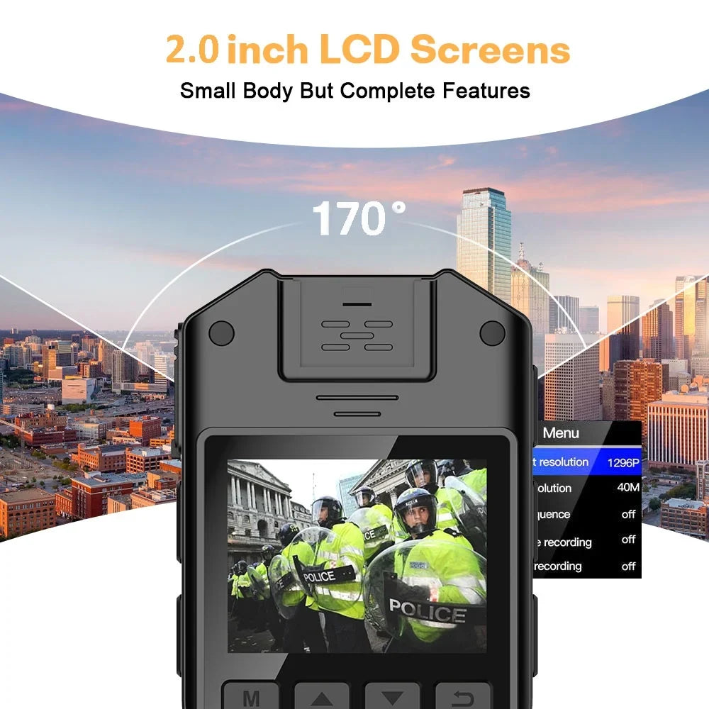 Cam - Guard - Mini Audio with Waterproof Law 128GB Security Home Wearable Vision 1440P Body for Camera Enforcement Camcorder RONY and Police Night Body with Body Recording Video